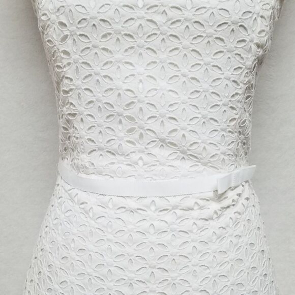 Laundry Shelli Segal White Eyelet Lace Corset Style Strapless A-line Midi Dress - Picture 5 of 13
